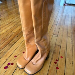 Tan Knee-High Leather Boots